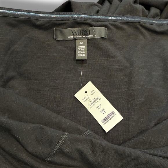 WHBM Dress NWT Women's Sz 12 Little Black Dress Midi-Length Knit Halter Wrap - Picture 4 of 7